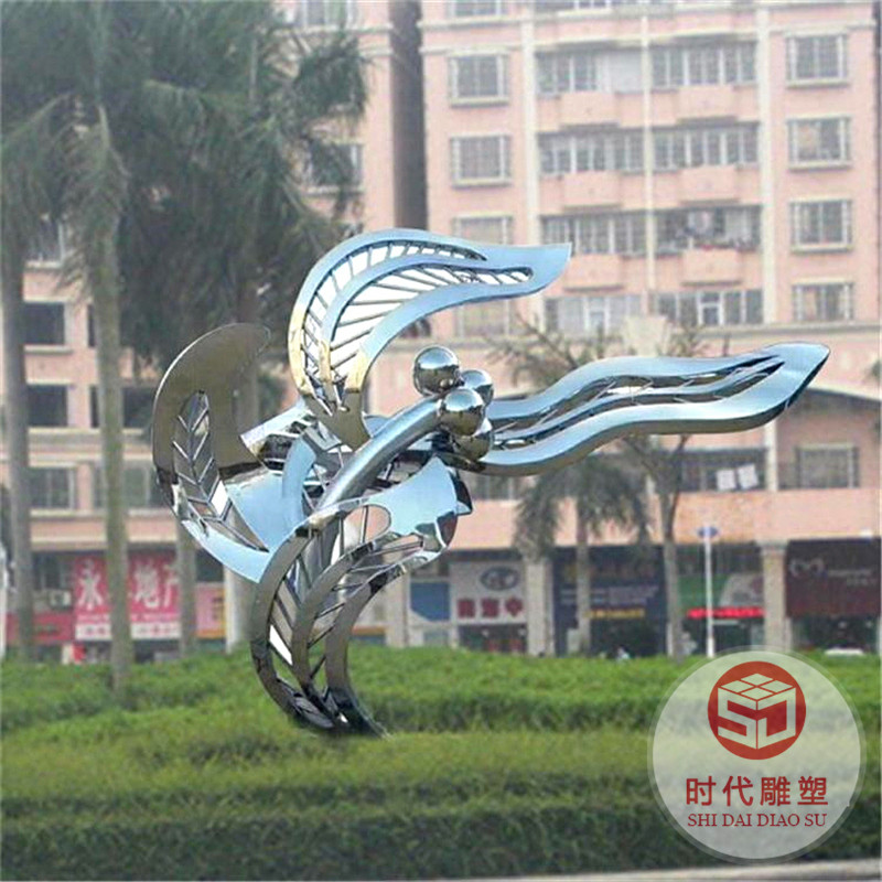 不銹鋼浪花雕塑定制金屬抽象鏡面創(chuàng)意水滴水花戶外景觀水景擺件