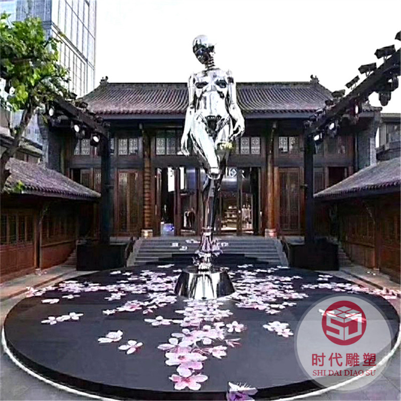 源頭廠家定制戶外大型園林景觀雕塑廊架精神堡壘鏡面不銹鋼雕塑