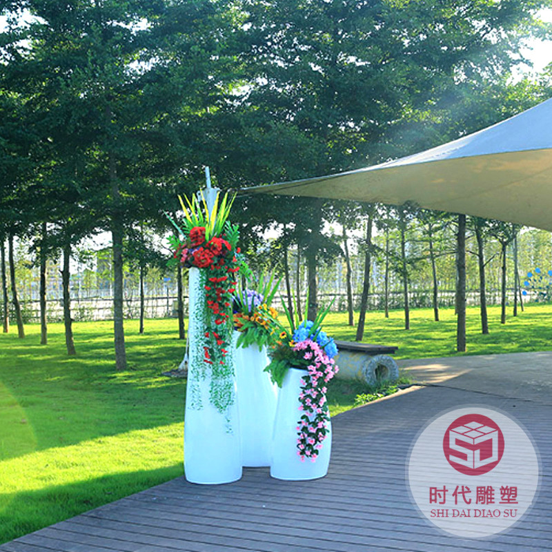 玻璃鋼花盆商場大型落地花缽戶外景觀橢圓花器公共區(qū)簡約花池定制