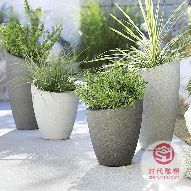 定制玻璃鋼簡約商業(yè)組合花盆酒店商場民宿美陳區(qū)創(chuàng)意圓形花瓶擺件