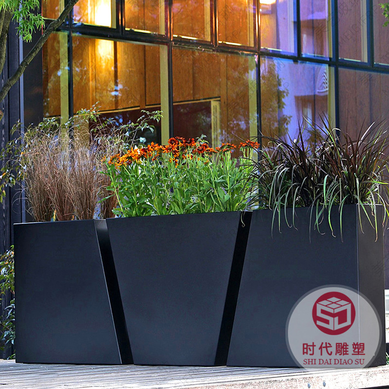 玻璃鋼花盆商場樓盤美陳花箱酒店花器商業(yè)街花缽戶外大號(hào)花瓶廠家
