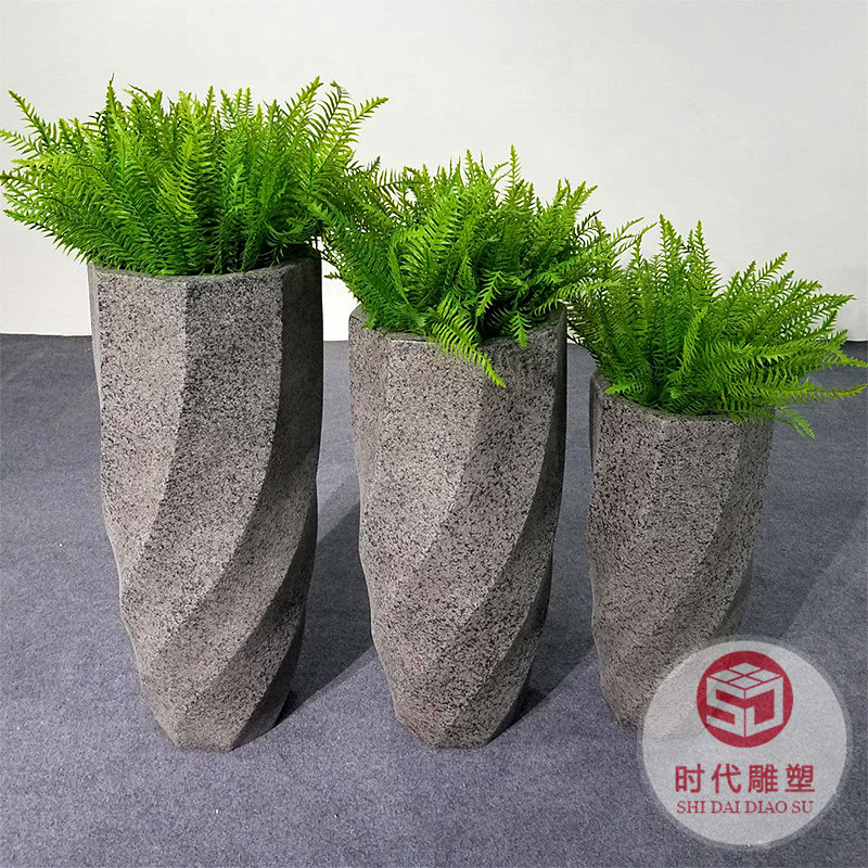 廠家訂做戶外組合花盆容器歐式酒店園林落地?cái)[件正方形玻璃鋼花盆