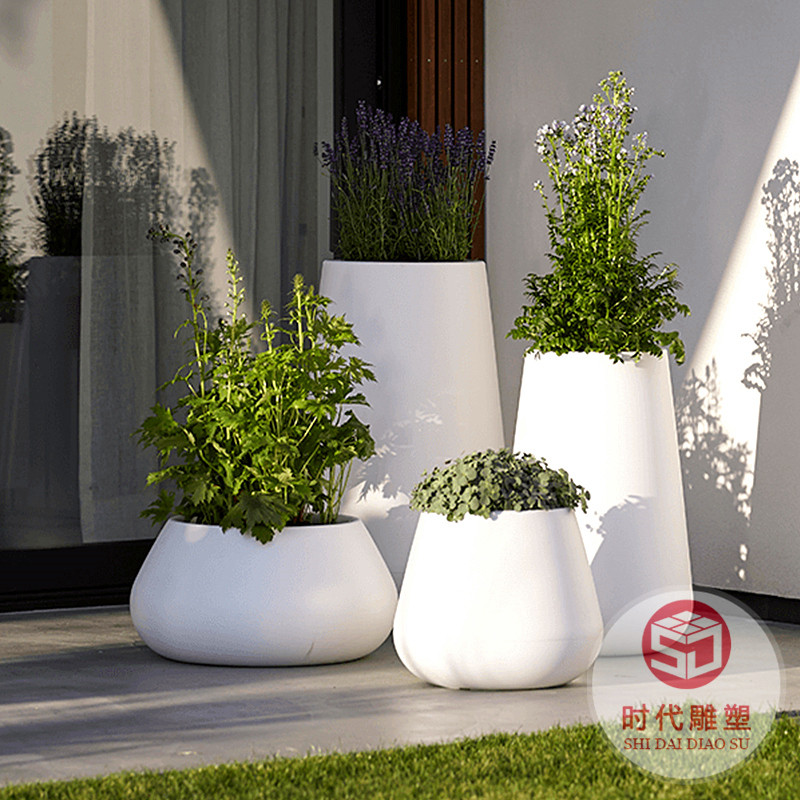 玻璃鋼卡通兔子落地花缸雕塑花盆樹(shù)脂擺件戶外花園庭院多肉裝飾品