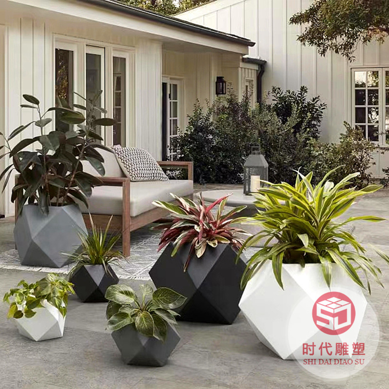 玻璃鋼花盆花缸花槽商場(chǎng)美陳創(chuàng)意花箱樹(shù)池戶外簡(jiǎn)約大花缽花器組合