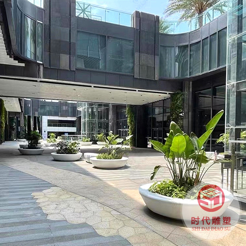 玻璃鋼花盆商場圓形花缽戶外組合花器玻璃鋼商場美陳現(xiàn)貨速發(fā)廠家