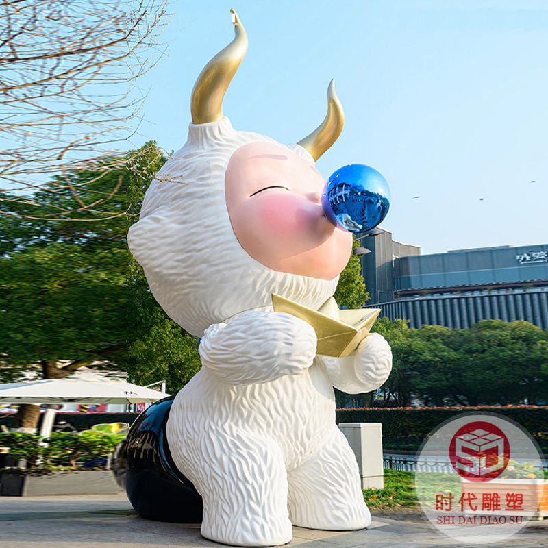 玻璃鋼網(wǎng)紅卡通公仔IP人物彩繪雕塑定制模型廠家吉祥物美陳落地?cái)[