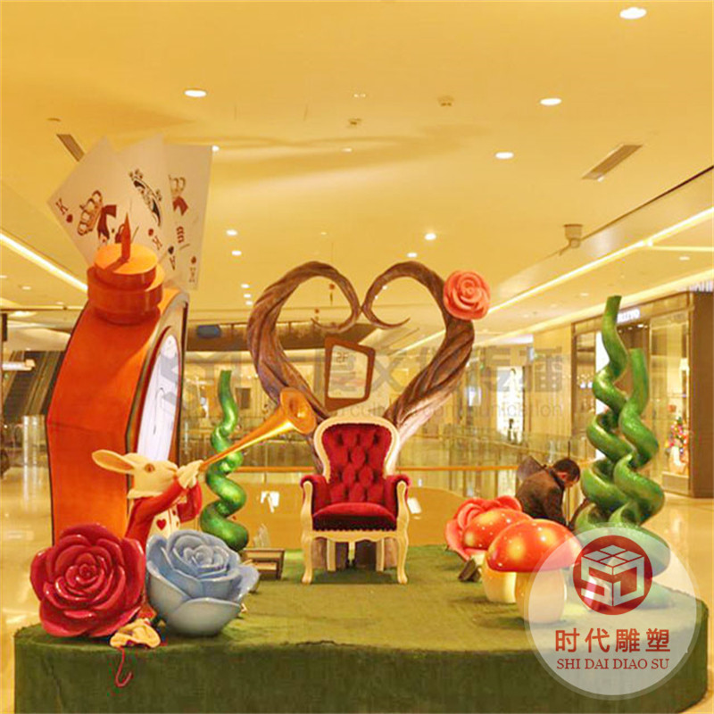 玻璃鋼雕塑定制卡通人物模型商場售樓處美陳戶外大型創(chuàng)意落地?cái)[件