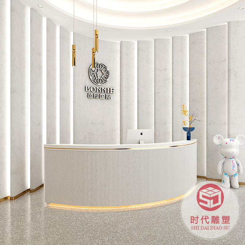 玻璃鋼服務(wù)前臺商場辦公室異形接待烤漆展臺吧臺收銀臺擺件定制款