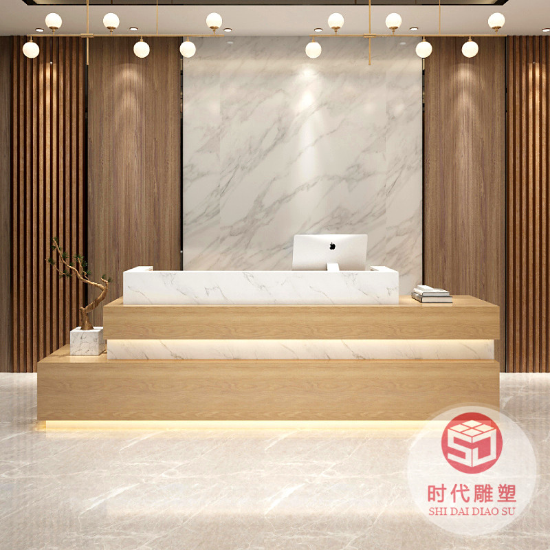 玻璃鋼前臺定制公司美容院接待臺醫(yī)院烤漆導醫(yī)臺異形簡約收銀前臺