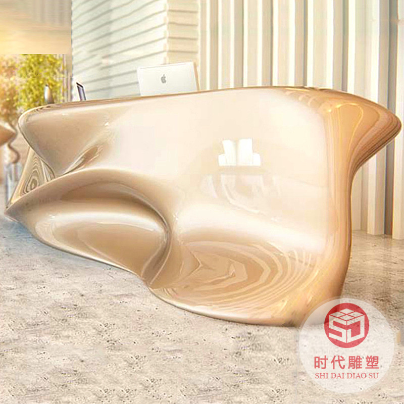 辦公前臺玻璃鋼簡約現代接待臺咨詢吧臺異形可定制高端創(chuàng)意收銀臺