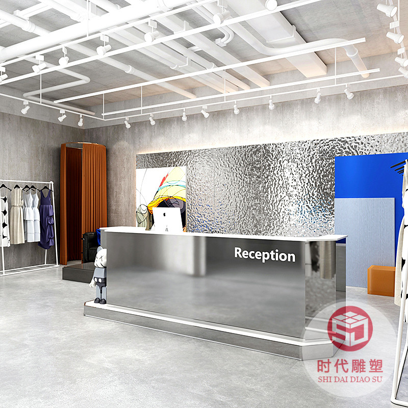 定制異形創(chuàng)意藝術玻璃鋼烤漆收銀臺吧臺公司大堂接待臺美容院前臺