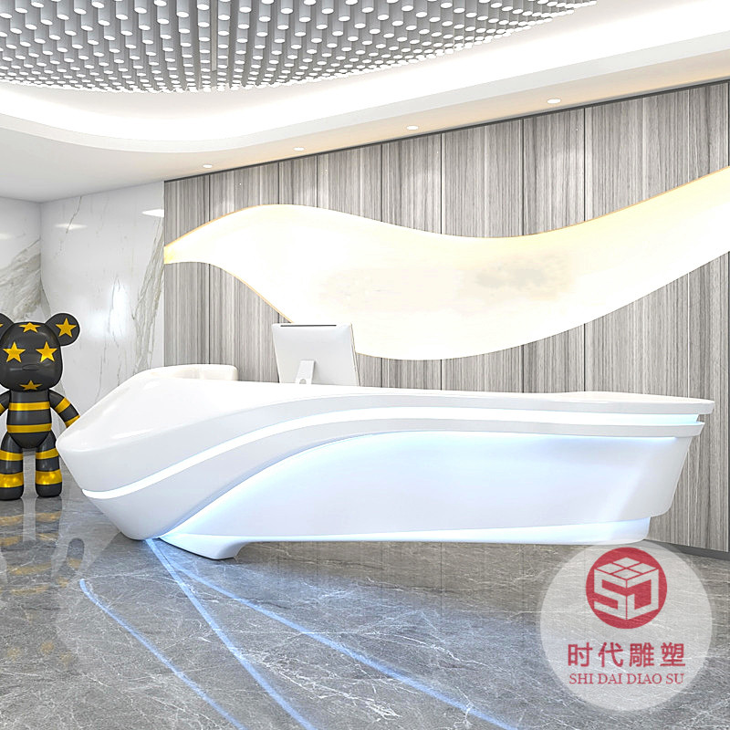 玻璃鋼接待前臺(tái)引導(dǎo)服務(wù)咨詢前高端烤漆現(xiàn)代收銀吧臺(tái)迎賓公司定制