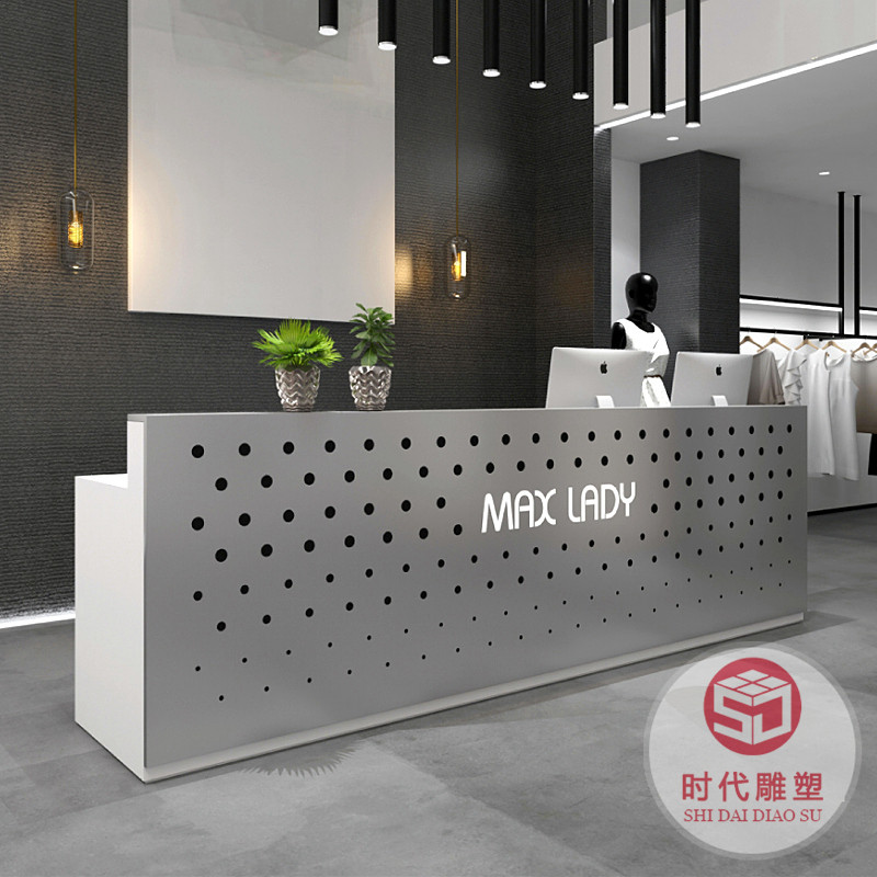 創(chuàng)意玻璃鋼烤漆前臺(tái)定制酒店公司高端接待臺(tái)美容院收銀臺(tái)異形吧臺(tái)