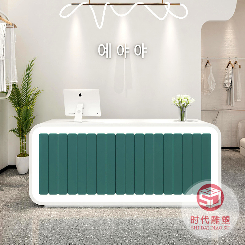 時尚前臺飾品玻璃鋼雞蛋形接待臺創(chuàng)意異形吧臺收銀臺家具模型定制