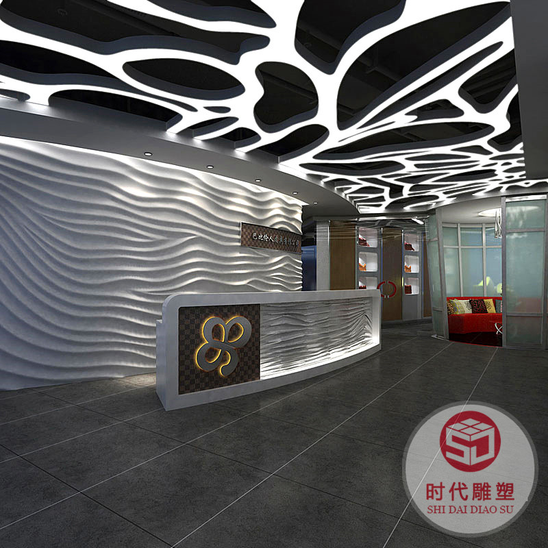 定制玻璃鋼前臺酒店接待臺商場收銀臺圓形大吧臺售樓部異形水吧臺