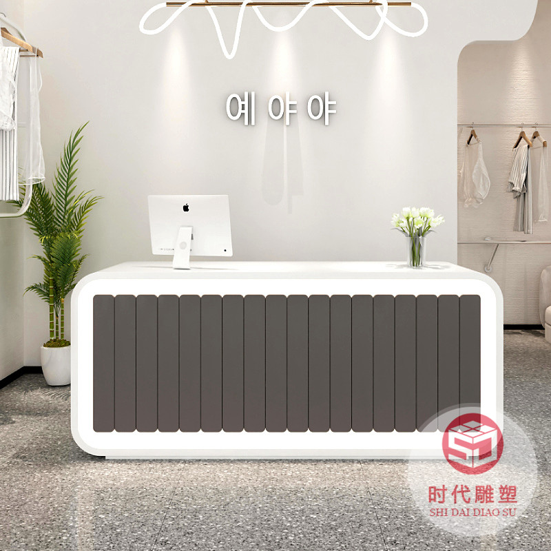 定制創(chuàng)意異形玻璃鋼烤漆前臺醫(yī)美機(jī)構(gòu)接待臺酒店會所機(jī)場服務(wù)柜臺