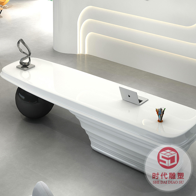 定制創(chuàng)意異形藝術(shù)玻璃鋼烤漆吧臺(tái)收銀臺(tái)大堂美容院公司前臺(tái)接待臺(tái)