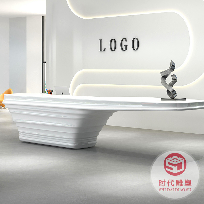 玻璃鋼烤漆前臺(tái)接待臺(tái)公司酒店美容院收銀臺(tái)弧形迎賓吧臺(tái)高端定做