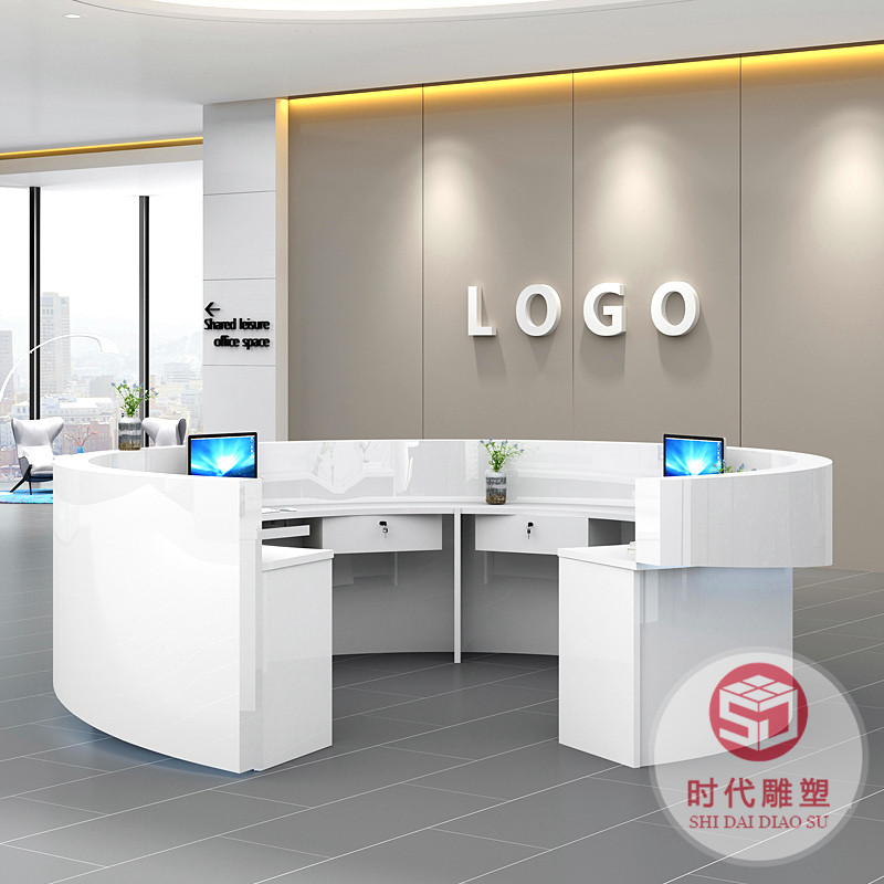 高端定制玻璃鋼烤漆前臺(tái)酒店接待臺(tái)公司收銀臺(tái)高檔迎賓臺(tái)異形前臺(tái)