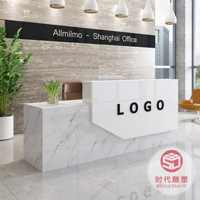 玻璃鋼異形前臺(tái)公司接待臺(tái)售樓部美陳發(fā)光創(chuàng)意吧臺(tái)酒店烤漆收銀臺(tái)