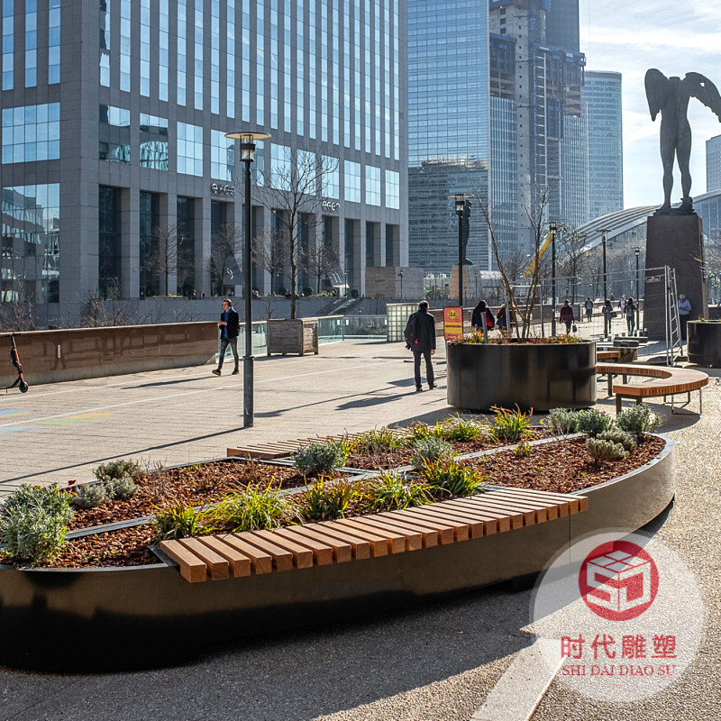 戶外玻璃鋼樹池座椅定制園林景觀花壇商場公園休息區(qū)異形長條坐凳