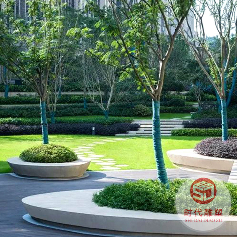 玻璃鋼樹池座椅園林景觀花壇創(chuàng)意戶外商場休息區(qū)長條玻璃鋼座凳子