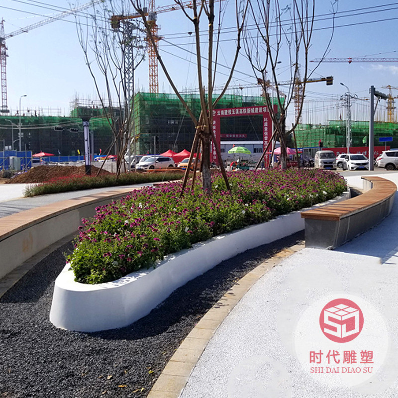 定制玻璃鋼樹池戶外創(chuàng)意圓形坐凳服務區(qū)座椅公園休息區(qū)種植池坐凳