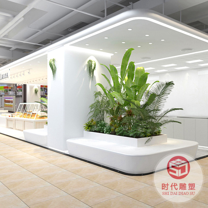 玻璃鋼樹池白色花池戶外玻璃鋼樹池小區(qū)景觀大型花池創(chuàng)意坐凳休閑