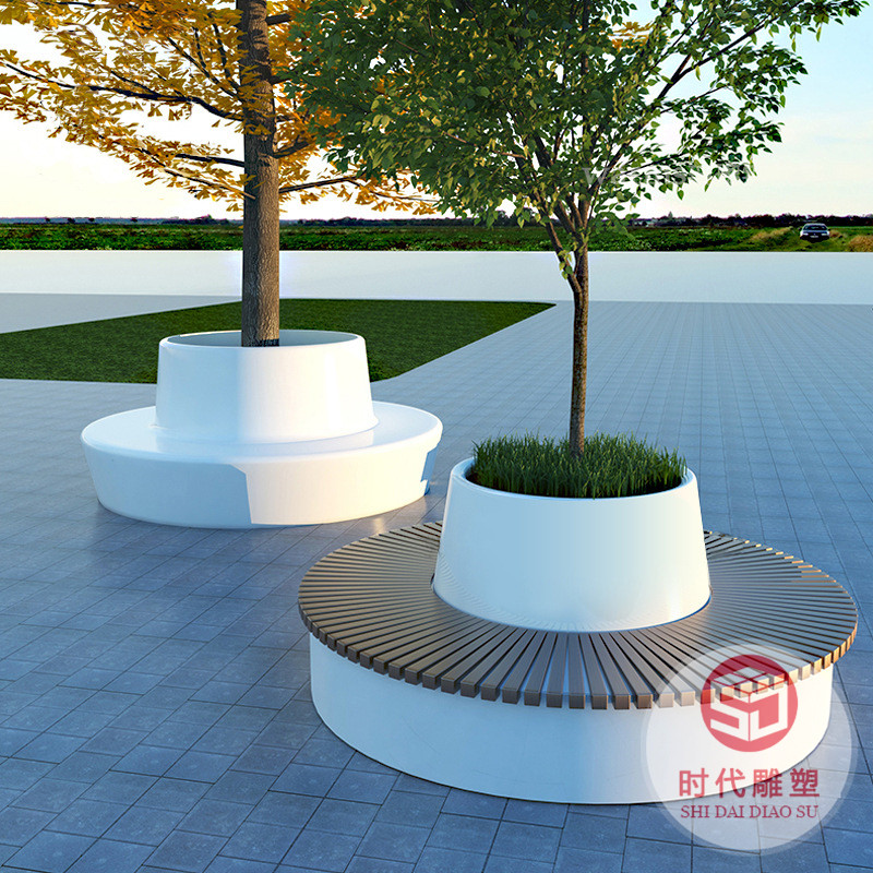 廠家玻璃鋼樹池戶外園林景觀創(chuàng)意裝飾坐凳商場公園廣場綠化種植池