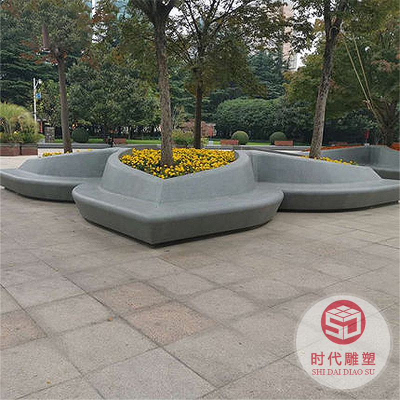 玻璃鋼公園花盆座椅園林景觀花壇商場(chǎng)公園休閑戶外異形長(zhǎng)條凳廠家