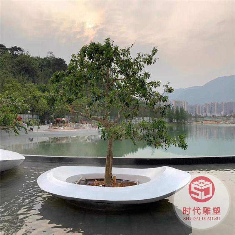大型玻璃鋼種植池戶外綠化園林商場(chǎng)休閑座椅玻璃鋼樹(shù)池坐凳雕塑