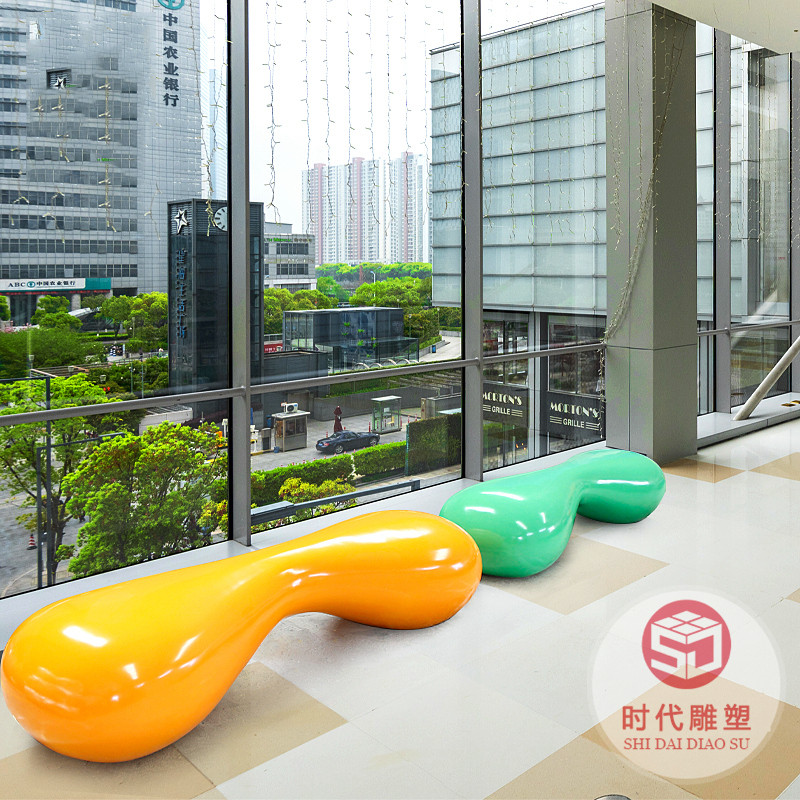 玻璃鋼休閑椅創(chuàng)意水滴造型花盆座椅組合商場座椅機(jī)場公共區(qū)休息椅