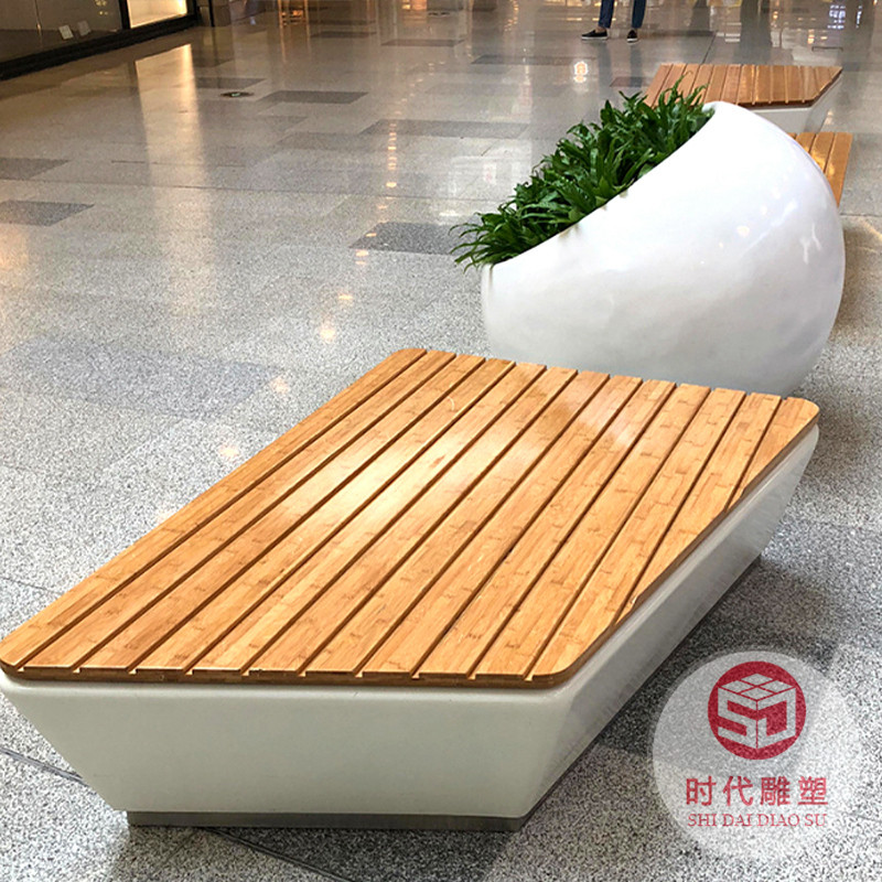 玻璃鋼樹池坐凳戶外休閑椅商業(yè)景觀園林花壇商場休息大型花盆座椅