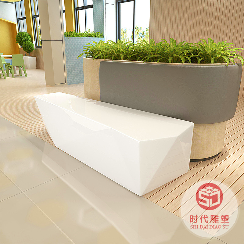 玻璃鋼休閑椅子商場休息區(qū)仿木紋座椅戶外公園防腐木長條坐凳定制