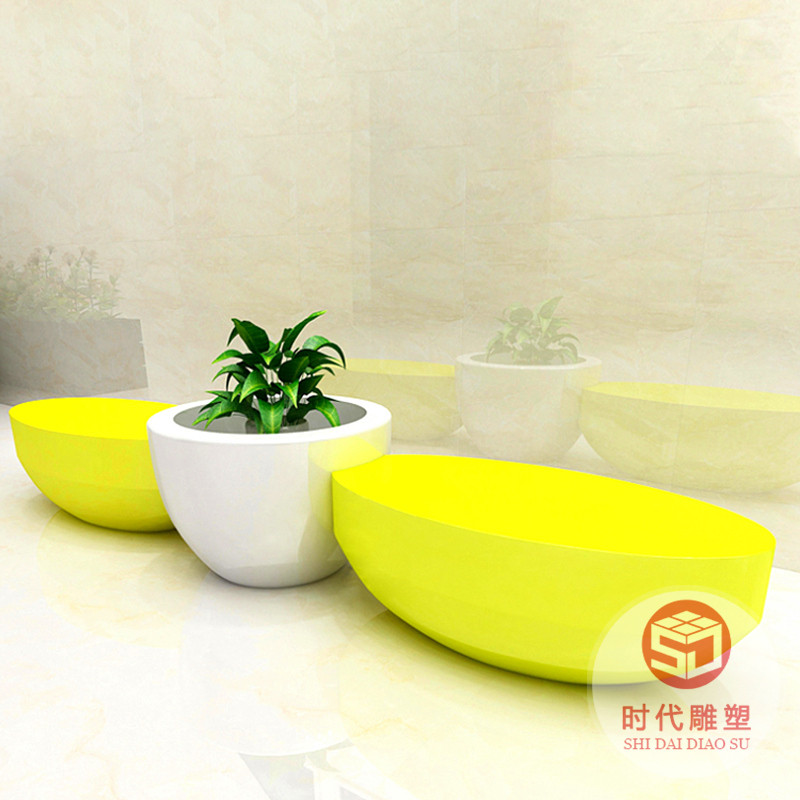 玻璃鋼休閑椅商場(chǎng)酒店室內(nèi)公共休息區(qū)座椅軟包鵝卵石戶外沙發(fā)坐凳